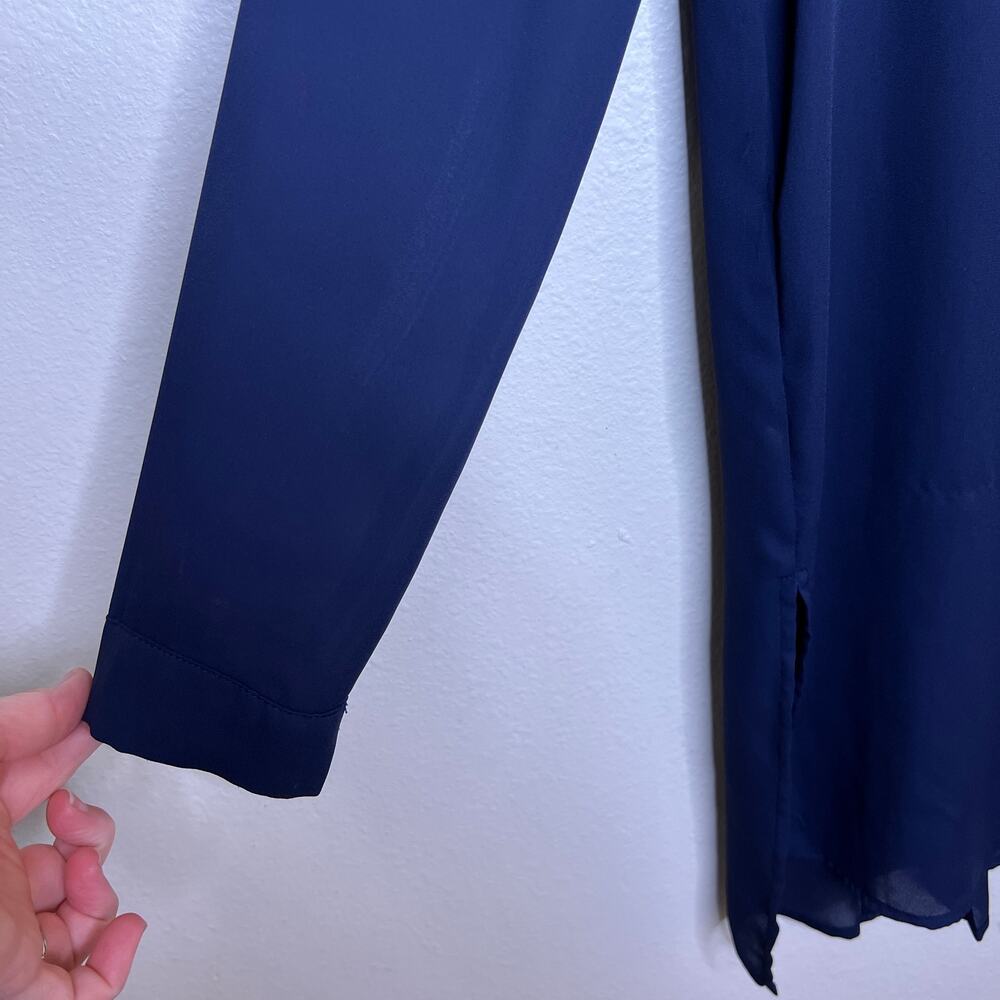 Zara Basic Collection Navy Sheer Long Sleeve Back… - image 3